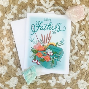 Fishing Tackle Box Floral Father&#39;s Day Card