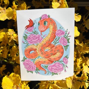 Cartão de felicitações do Ano da Serpente, Cobra fofa, cartões para amantes de serpentes, Ano Novo Lunar, Zodíaco Chinês, papelaria do zodíaco, ilustração de serpente