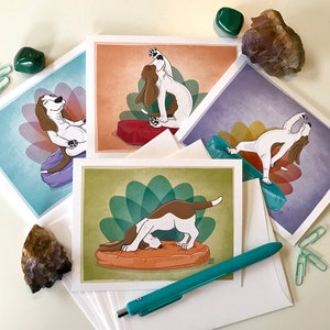 Cartes de correspondance, cartes de correspondance de yoga pour chien, cartes de chien rigolotes, cartes de yoga rigolotes, chiens faisant du yoga, poses de yoga pour chiens, cadeaux pour les amateurs de yoga