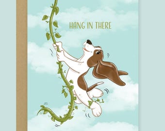 Basset Hound Card: Funny Dog Support Card - Hang In There