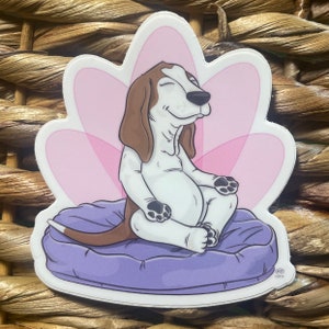Adesivi Basset Hound, Adesivi per cani, Adesivi per cani da caccia, Adesivi per cani divertenti, Adesivi per lo yoga, Adesivi per la meditazione, Regalo per gli amanti dei cani