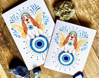 Basset Hound Evil Eye Card: Dog Lover Protection Gift