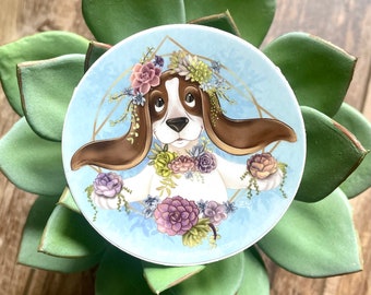 Basset Hound Stickers, Dog Stickers, Hound Dog Stickers, Funny Dog Stickers, Succulent Stickers, Plant Stickers, Dog lover gift