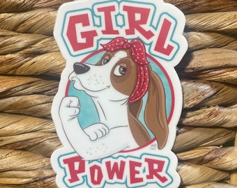Basset Hound Stickers, Dog Stickers, Hound Dog Stickers, Funny Dog Stickers, Girl Power Stickers, Rosie Riveter Stickers, Dog lover gift