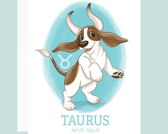 Taurus Basset Hound Zodiac Card: Funny Dog Birthday Card