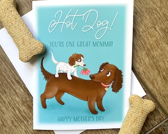 Dachshund Mother's Day Card: Doxi Mom & Pup Art