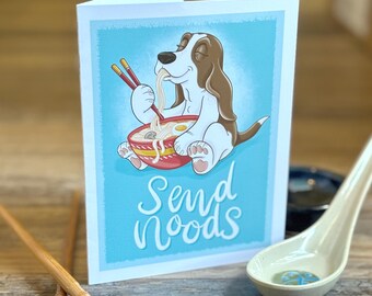 Send Noods Basset Hound Greeting Card: Foodie Dog Lover Card