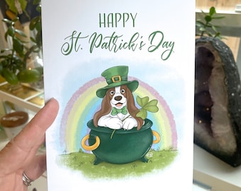Basset Hound St. Patrick's Day Card: Dog Lover Gift