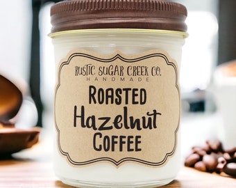 Roasted Hazelnut Coffee Scented Soy Wax Candle Handmade Clean Burning 3-Sizes: Coffee Candles