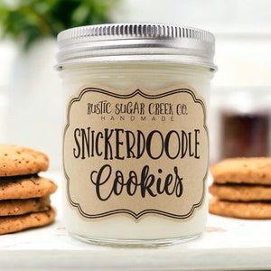 Snickerdoodle Cookies Scented Soy Wax Candle Handmade Clean Burning 3-Sizes With Gift Box Bakery