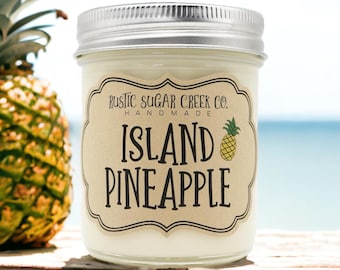 Island Pineapple Scented Soy Wax Candle Handmade Clean Burning 3-Sizes W-Box: Pineapple Candles