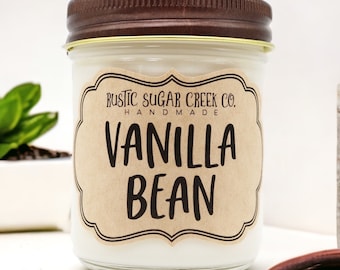 Vanilla Bean Scented Soy Wax Candle Handmade Clean Burning 3-Sizes W-Box: Vanilla Candles