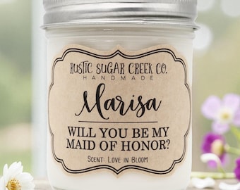Personalized Will You Be My Maid of Honor Proposal Candle 3-Sizes W-Box: Bridesmaid Proposal