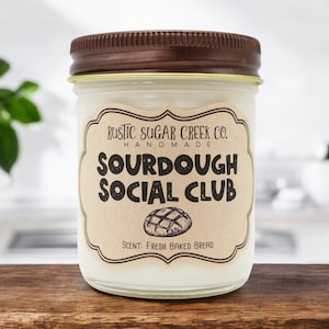 Sourdough Social Club Handmade Soy Wax Candle 3-Sizes With Gift Box: Bread Gifts