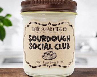 Sourdough Social Club Handmade Soy Wax Candle 3-Sizes With Gift Box: Bread Gifts