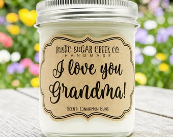 I Love You Grandma Soy Wax Candle Handmade 3-Sizes W-Box: Grandma Gifts, Grandparent, Nana