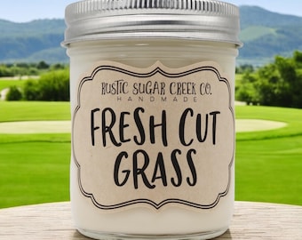 Fresh Cut Grass Scented Candle Soy Wax Handmade 3-Sizes With Gift Box: Summer Decor
