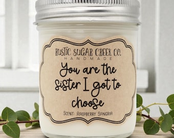 Bougies faites main, 3 tailles, tu es la sœur que je dois choisir : cadeaux pour l'amitié, amis