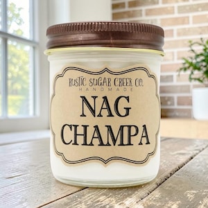 Vela de cera de soja perfumada Nag Champa, hecha a mano, de combustión limpia, 3 tamaños, con caja: incienso, pachulí.