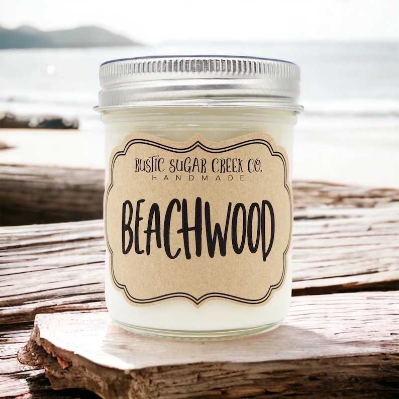 Beachwood Scented Candle Beach Gifts For Her Relaxing Gifts Ocean Candle Beach Candle Beach Decor Gifts For Him Masculine Candles Earthy image 1