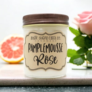 Pamplemousse Rose Scented Soy Wax Candle Handmade Clean Burning 3 Sizes With Gift Box Fruity Grapefruit Floral