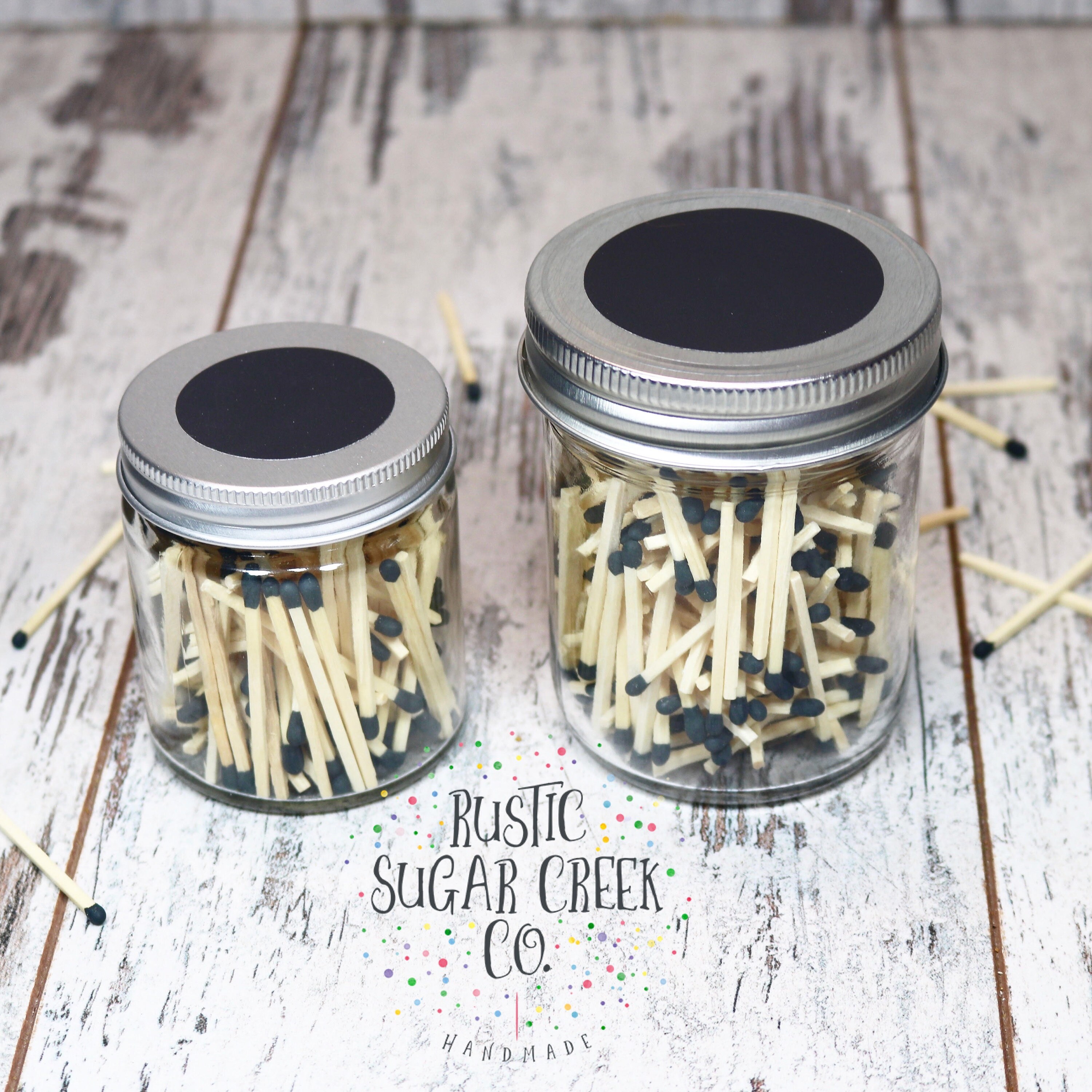 Matches In Jar & Match Striker Black Tip Kitchen Matches Etsy