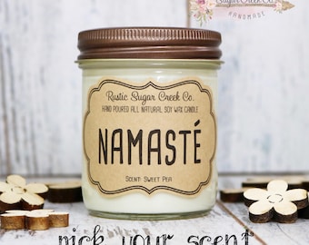 Namaste Candle, Namaste Gifts, Yoga Gifts, Yogi Gifts, Relaxation Gift, Meditation Gifts, Aromatherapy Namaste Candle, Yoga Quote, Zen Gifts