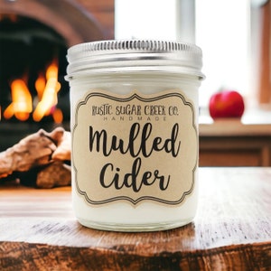 Mulled Cider Scented Soy Wax Candle Handmade Clean Burning 3 Sizes With Gift Box  Cinnamon Apple