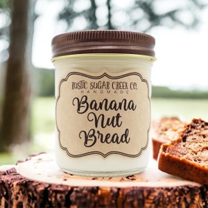 Banana Nut Bread Scented Soy Wax Candle Handmade Clean Burning 3-Sizes With Gift Box