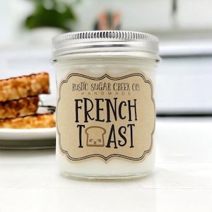 French Toast Duftkerze Home Geschenk Frühstückskerze Essen Kerzen und Wachs schmilzt Ahornsirup Geschenk Housewarming Kerze New Home Gift Bakery