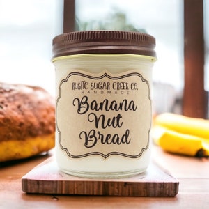 Banana Nut Bread Scented Soy Wax Handmade Clean Burning 3-Sizes With Gift Box Bakery