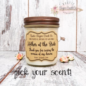 Mother of the Bride Candle, Personalized Mother of the Bride Gift, Mother Gift Wedding, Wedding Gift Mom, Wedding Gift Parents