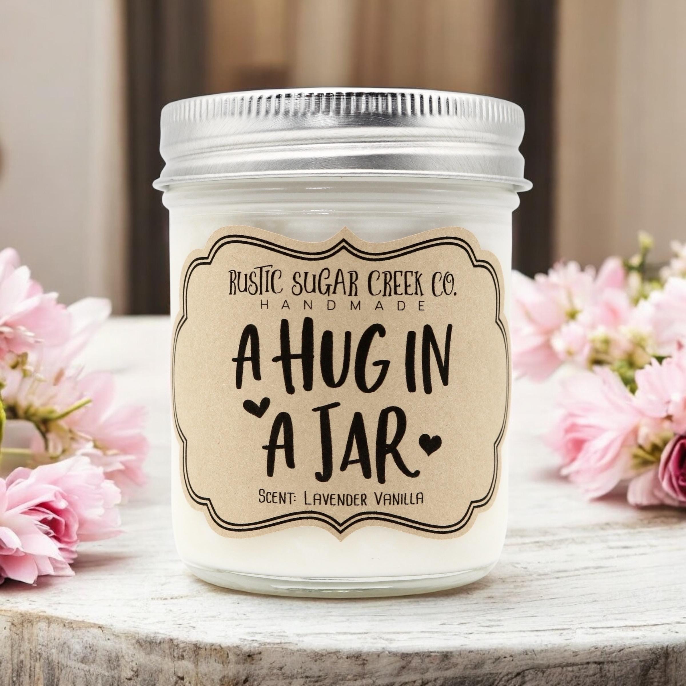 Vela de cera de soja hecha a mano "Hug In A Jar" (3 tamaños) en caja de regalo para supervivientes de cáncer
