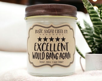 Five Star Excellent Would Bang Again Candle Gifts For Him Valentines Day Gift Anniversary Gift For Her Gift For Boyfriend Funny Gift Naughty