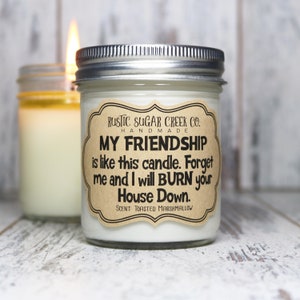 Mijn vriendschap is als een kaars Vergeet me en ik zal je huis verbranden kaars beste vriend geschenken voor verjaardag beste vriend cadeau vriendschap