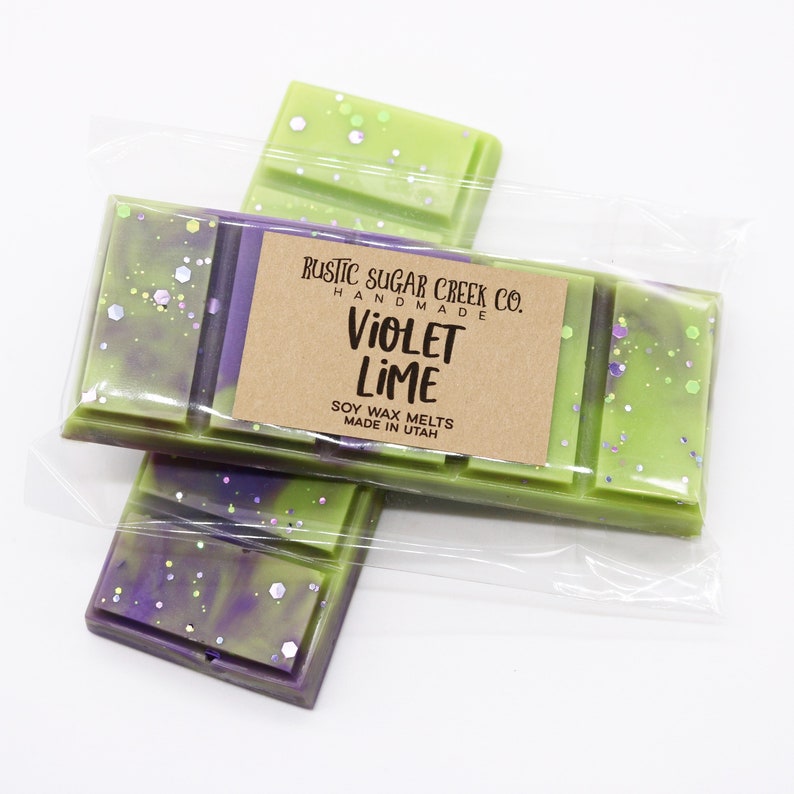 Violet Lime Snap Bars Wax Melts Farmhouse Melts For Gifts Clamshell Melts Soy Candle Melts Wax Warmer Melts Wax Cubes Valentines Day image 2