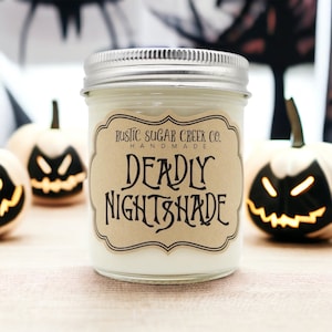 Deadly Night Shade Scented Soy Wax Halloween Candle Handmade Clean Burning 3-Sizes Gift Box