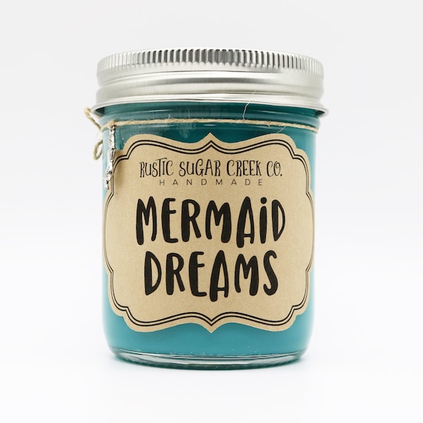 Mermaid Dreams Scented Candle 2-Sizes Charm W-Box: Gifts For Her, Mermaid Lover Gift, Tropical