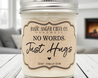 No Words Just Hugs Soy Candle 3-Sizes W-Box: Sympathy Gift, Thinking Of You, Grief