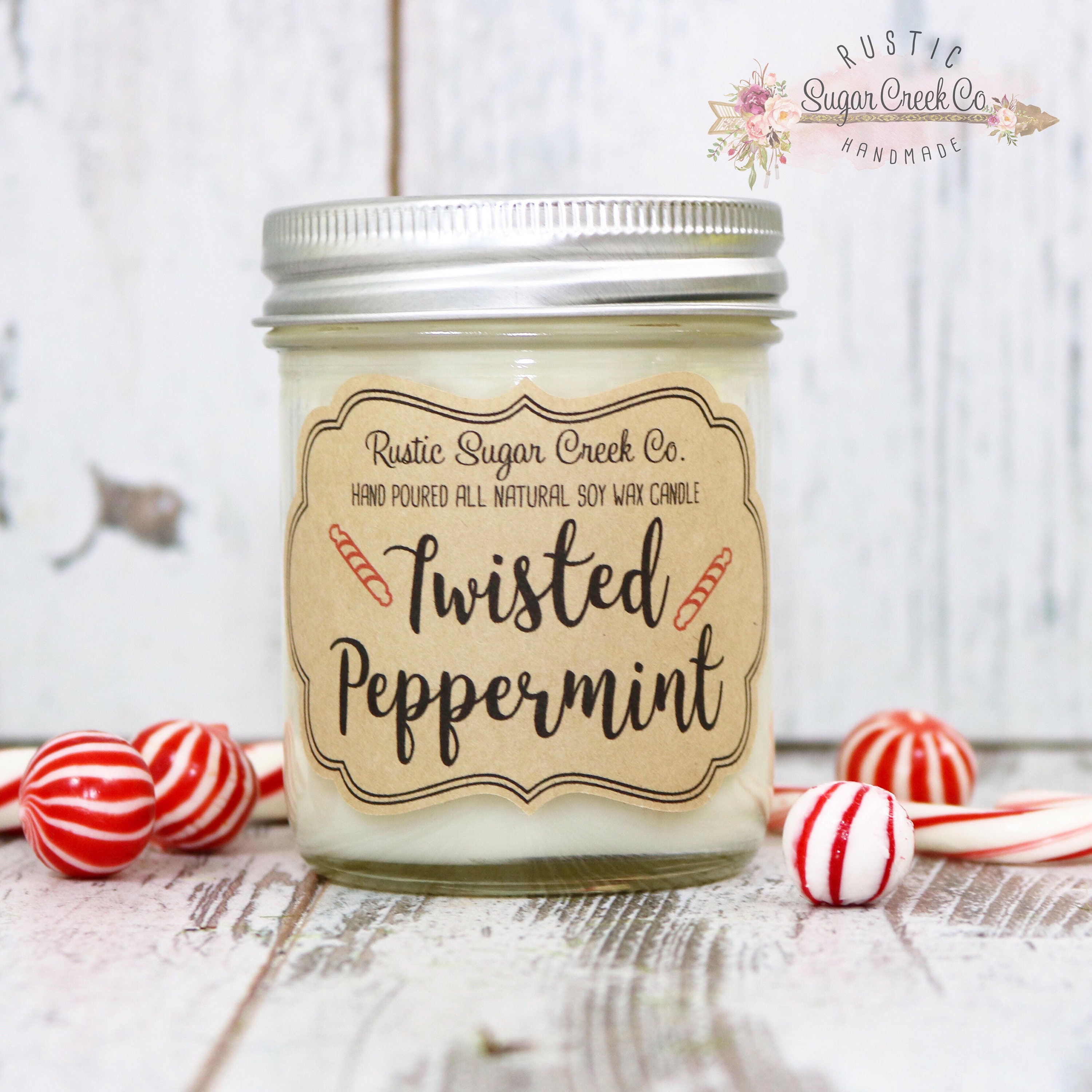 Twisted Peppermint Scented Candle Candles Christmas Candles Etsy