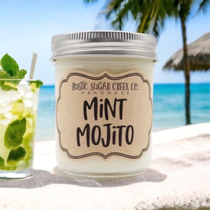 Mint Mojito Scented Soy Wax Candle Handmade Clean Burning 3 Sizes With Gift Box Aromatherapy Minty Fresh