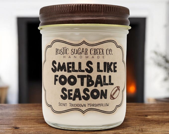 Smells Like Football Season Handmade Soy Candle 3-Sizes Gift Box: Sports Gifts, Game Day