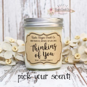 Bougie "Pensée à vous", cadeau de condoléances, cadeau de sympathie, cadeau d'empathie, cadeau vous manquez, cadeau de réconfort, cadeau de deuil, cadeau pense à vous