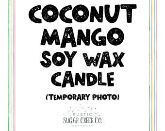 Coconut Mango Scented Soy Wax Candle Handmade Clean Burning 3-Sizes W-Box: Tropical