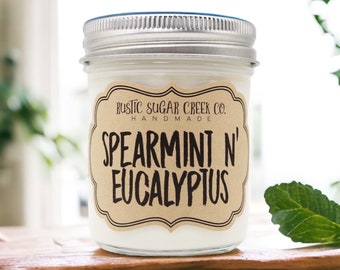 Spearmint N' Eucalyptus Scented Candle, Eucalyptus Candle, Spearmint Candle, Gift Candle, Gift For Her, Eucalyptus Gifts, Gift For Women
