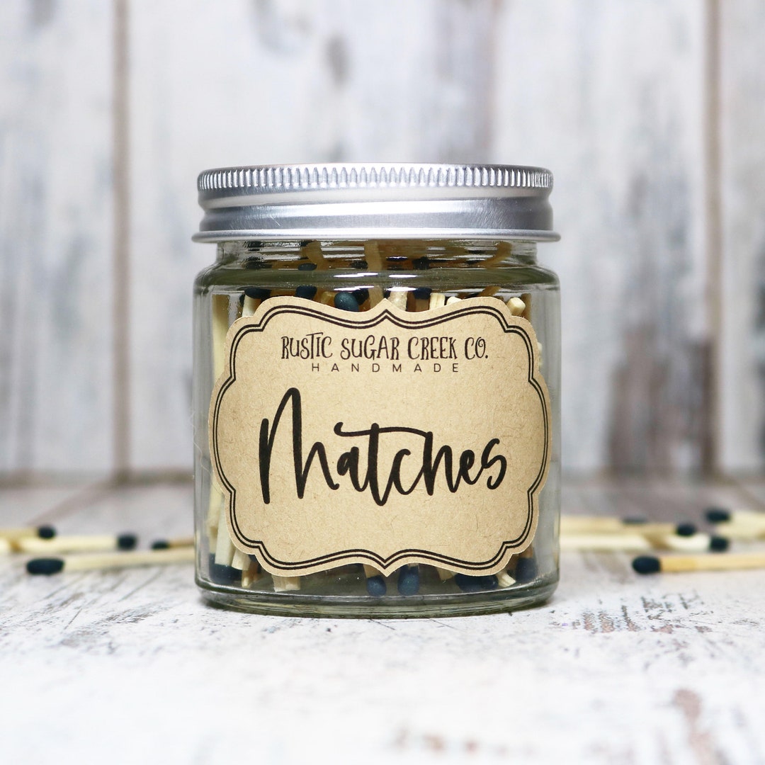 Matches in Jar & Match Striker Black Tip Matches and Striker Matches