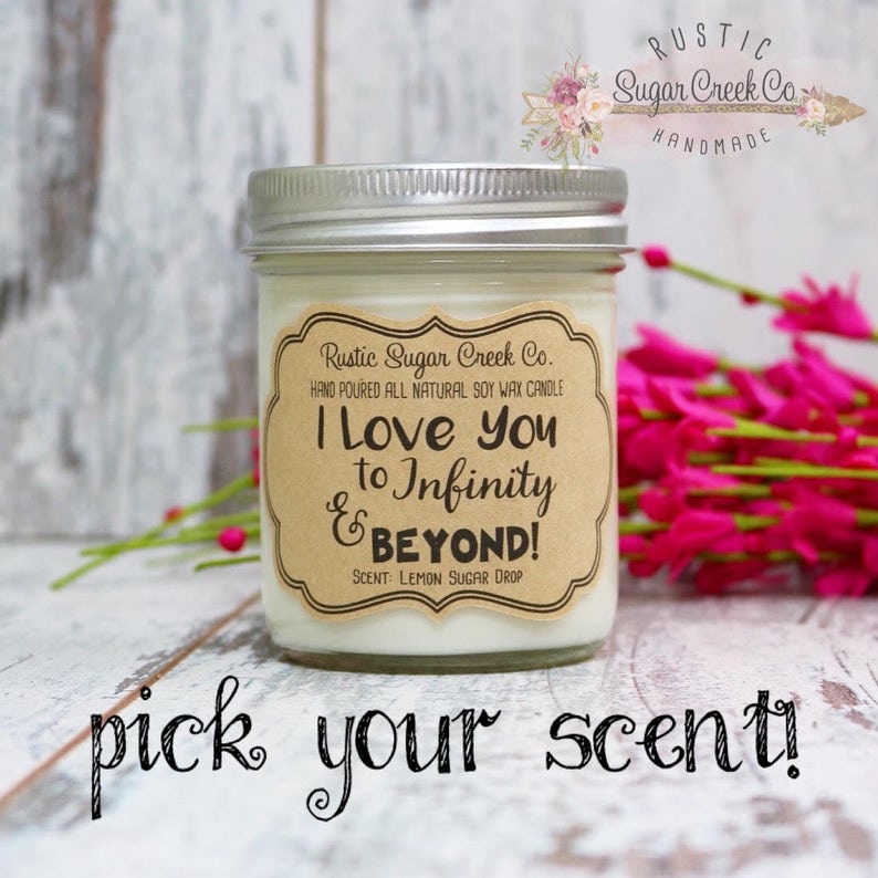 I Love You to Infinity and Beyond Candle Love Gifts Fom Him Love Gifts For Her Cute Gifts For Mom Gifts For Daughter Gifts For Boyfriend image 1