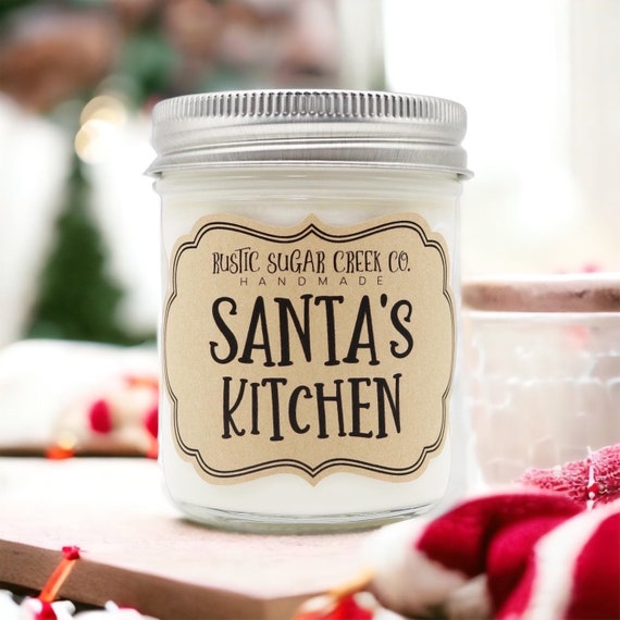 Santa's Kitchen Scented Candle Christmas Gifts for Mom Santa Candle  Christmas Candle Gift Stocking Stuffers for Women Gifts for Friends 