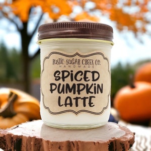 Spiced Pumpkin Latte Duftende Sojawachskerze Handgemachtes sauberes Brennen 3 Größen mit Geschenkbox-Fall-Gewürz-Kaffee-Herbst