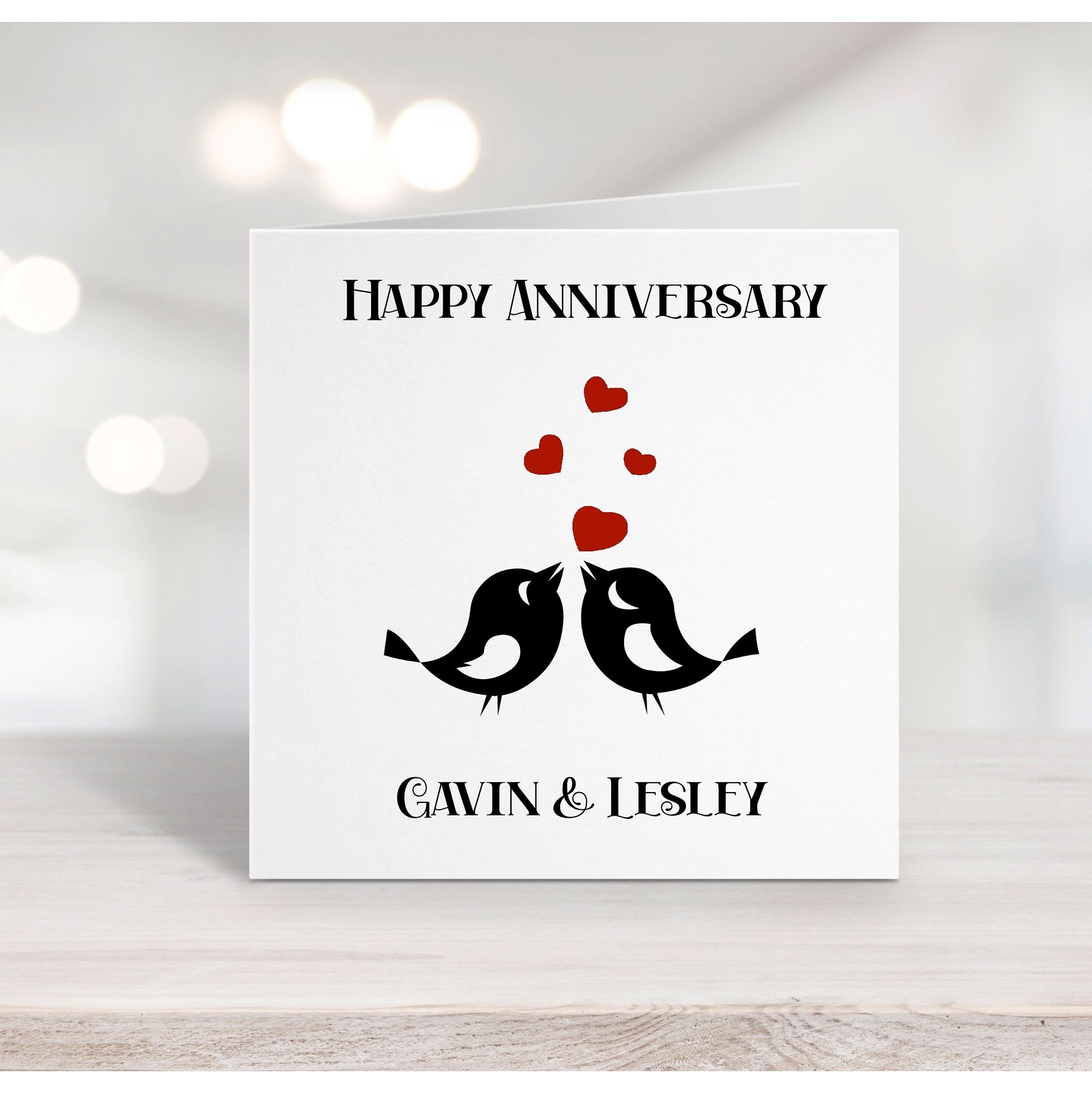 Happy Anniversary Card / Love Birds Anniversary Greeting Card - Etsy UK